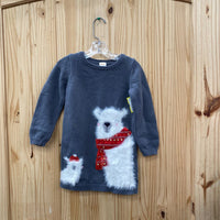 GIRLS GYMBOREE DK GREY SWEATER DRESS W/POLAR BEARS 3T