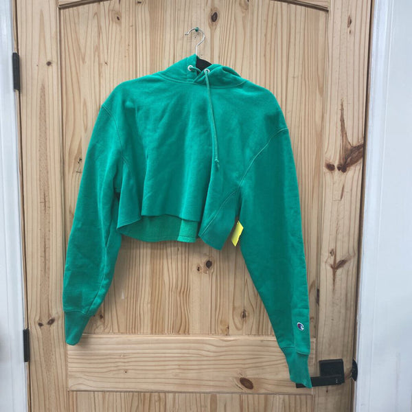 WOMENS CHAMPION CROP TOP HOODIE GREEN S