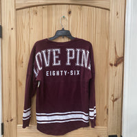 WOMENS VS PINK MAROON/WHITE SWEATSHIRT S