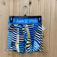 GIRLS NIKE PRO SHORTS TAN/SKY BLUE/YELLOW L 10 NWT