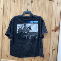 WOMENS NSYNC BLACK CROP TOP T-SHIRT L