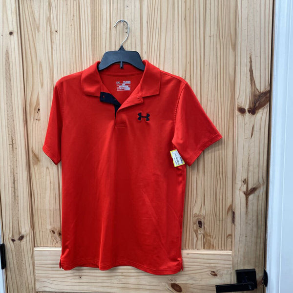 BOYS UNDER ARMOUR POLO SHIRT RED/BLK YXL 14