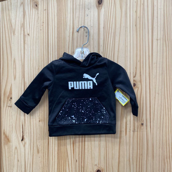 BOYS PUMA HOODIE BLK/WHITE 3/6M