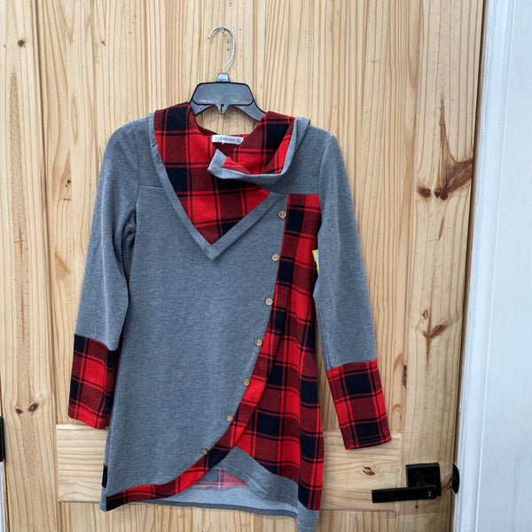 WOMENS DRESSFO GREY/RED/BLK PLAID SHIRT M