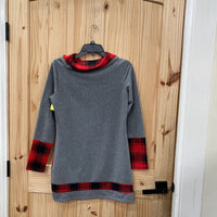 WOMENS DRESSFO GREY/RED/BLK PLAID SHIRT M