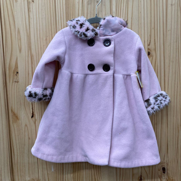 GIRLS STARTING OUT PINK/DK BROWN COAT 18M