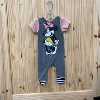 GIRLS MINNIE MOUSE ROMPER DK GREY 6/12M