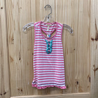 GIRLS MATILDA JANE SHIRT PINK/WHITE STRIPE 10