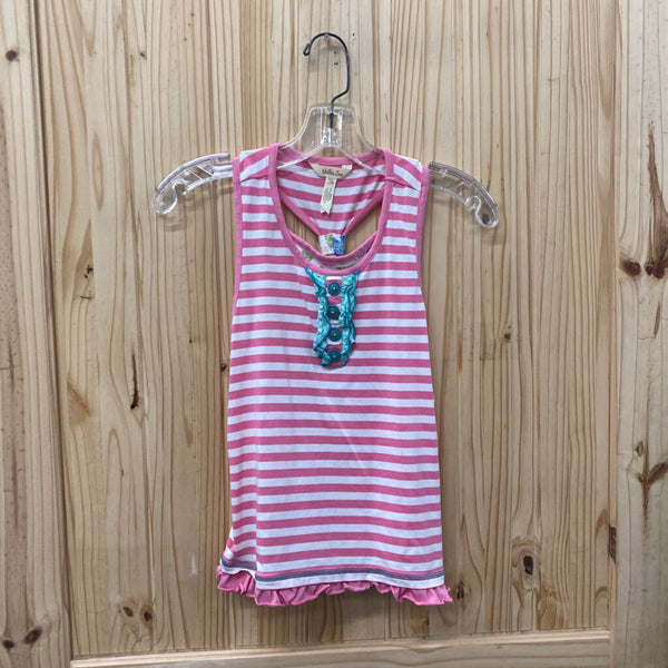 GIRLS MATILDA JANE SHIRT PINK/WHITE STRIPE 10