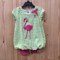 GIRLS BONNIE JEAN 2PC SET PINK/LIME W/FLAMINGO 3T