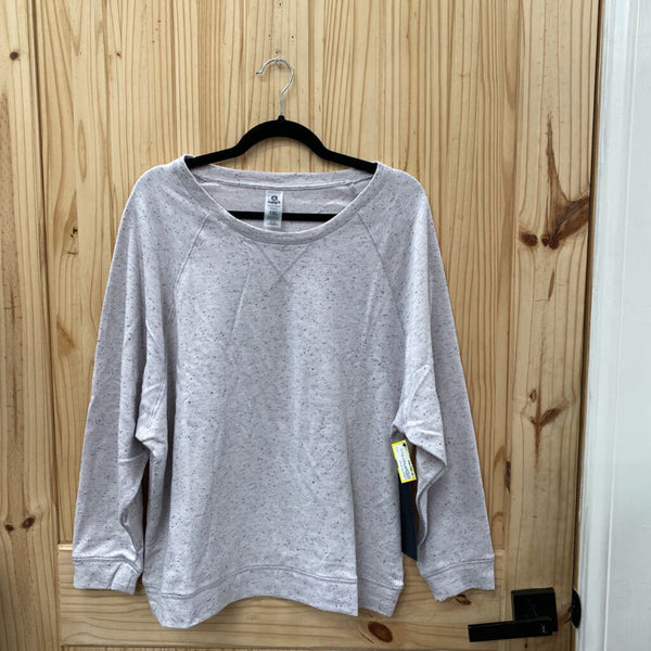 WOMENS MONO B LILAC SWEATSHIRT W/BLK SPECKS 1XL NWT
