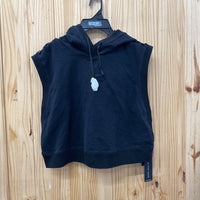 WOMENS BLANC NOIR BLACK EYELET HOODED TOP L NWT