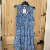 WOMENS ELAN BLUE PAISLEY DESIGN DRESS L NWT
