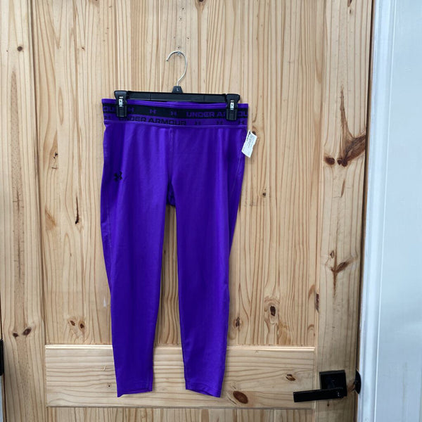 GIRLS UNDER ARMOUR CAPRI LEGGINGS PURPLE/BLK YLG 12