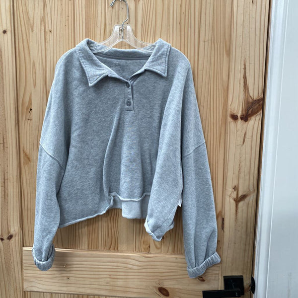 WOMENS AERIE LT GREY CROP TOP SWEATSHIRT XXL