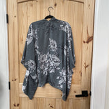 WOMENS MAURICES GREY FLORAL CARDIGAN ONE SIZE