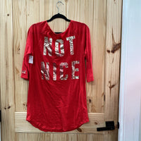 WOMENS VS PINK NAUGHTY 86 RED/GOLD SHIRT L