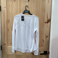 WOMENS UNDER ARMOUR LS WHITE/BLK SHIRT L NWT