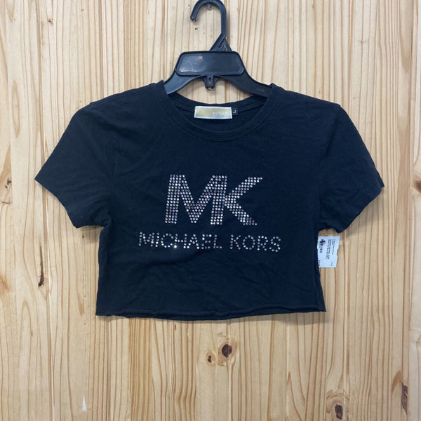 WOMENS MICHAEL KORS CROP TOP BLK/SILVER L