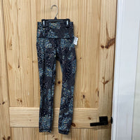 WOMENS LULULEMON LEGGINGS TEAL/BLK W/BUTTERFLIES/FLOWERS 2