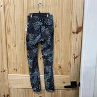 WOMENS LULULEMON LEGGINGS TEAL/BLK W/BUTTERFLIES/FLOWERS 2
