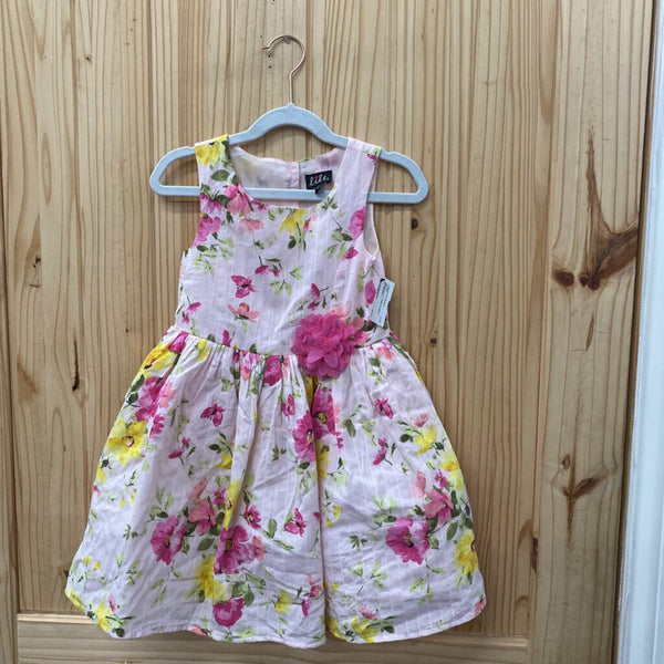 GIRLS LILT LT PINK FLORAL SL DRESS 5