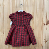 GIRLS BABY GAP RED/DK BROWN PLAID DRESS 18/24M