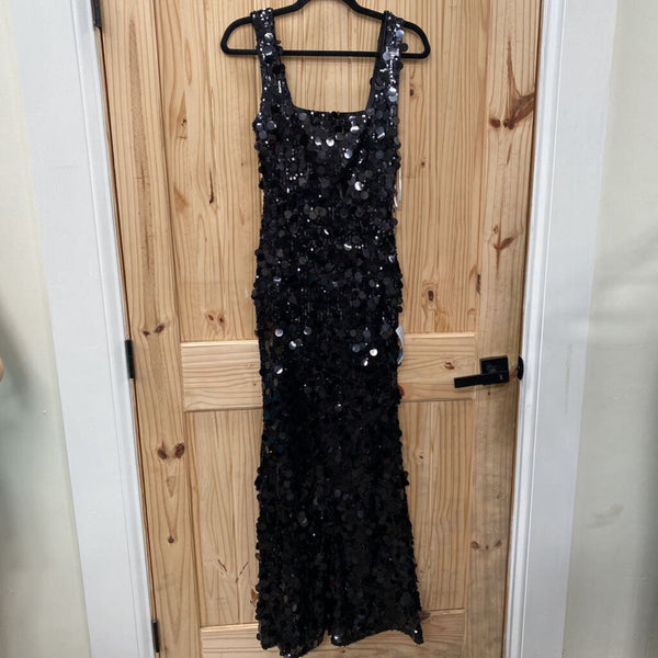 WOMENS LULUS BLACK SL SEQUIN FORMAL DRESS XS NWT