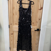WOMENS LULUS BLACK SL SEQUIN FORMAL DRESS M NWT