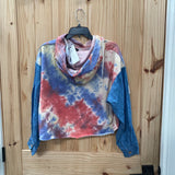 WOMENS DANCE & MARVEL TYE DYE CROP TOP HOODED SHIRT L NWT