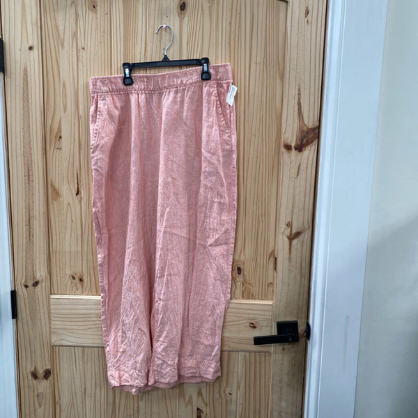 WOMENS TAHARI LT RED LINEN CASUAL PANTS L
