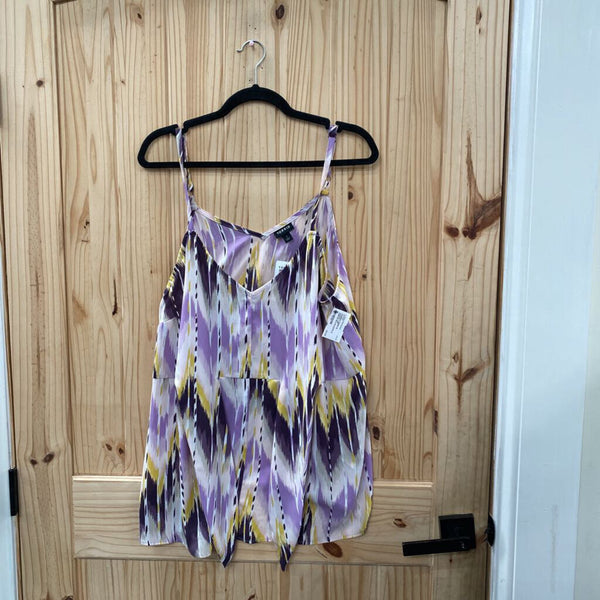 WOMENS TORRID SL CASUAL TOP PURPLE/YELLOW/WHITE 1X NWT