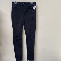 WOMENS AMERICAN EAGLE BLACK DENIM DIST. PANTS 8 REGULAR