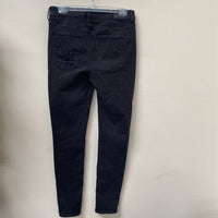 WOMENS AMERICAN EAGLE BLACK DENIM DIST. PANTS 8 REGULAR