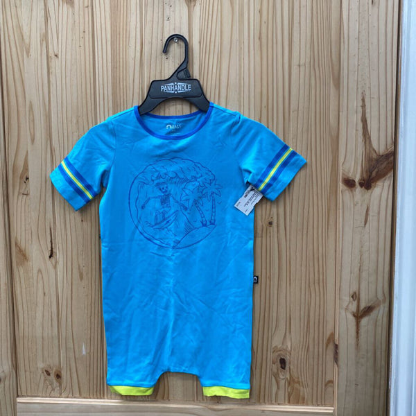 BOYS RAGS SKY BLUE ROMPER W/SKELTON BODY 5/6