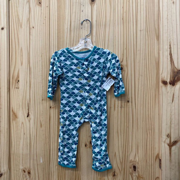 BOYS KICKEE PANTS SLEEPER DK TEAL/WHITE/GREEN 12/18M
