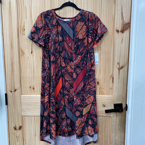 WOMENS LULAROE DRESS WINE/GREY/BLK W/FLOWERS XS NWT