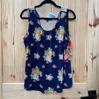 WOMENS TUTTA BELLA NAVY BLUE FLORAL SL MATERNITY TOP L NWT