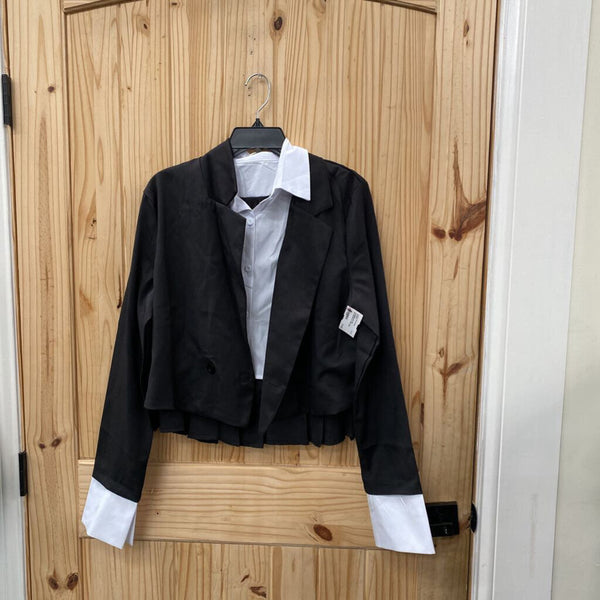 WOMENS 2PC SET BLK/WHITE XL LIKE NEW