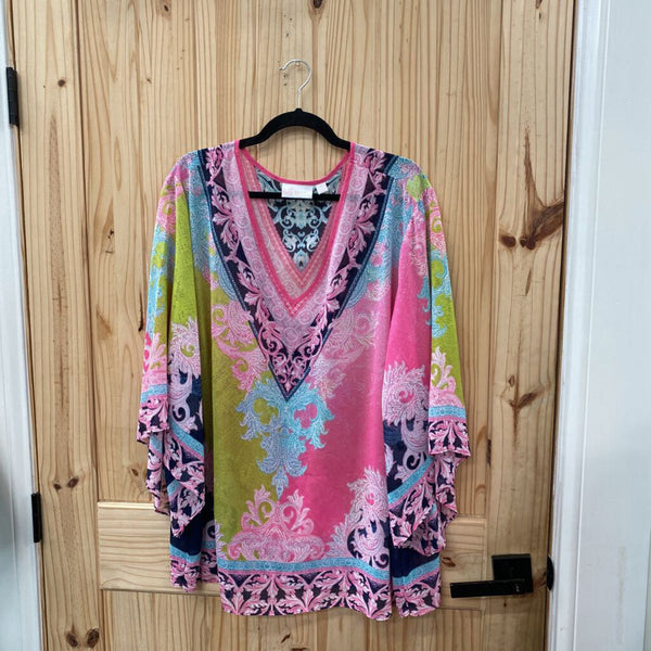 WOMENS BELLE CASUAL TOP LIME/PINK/BLUE 3X