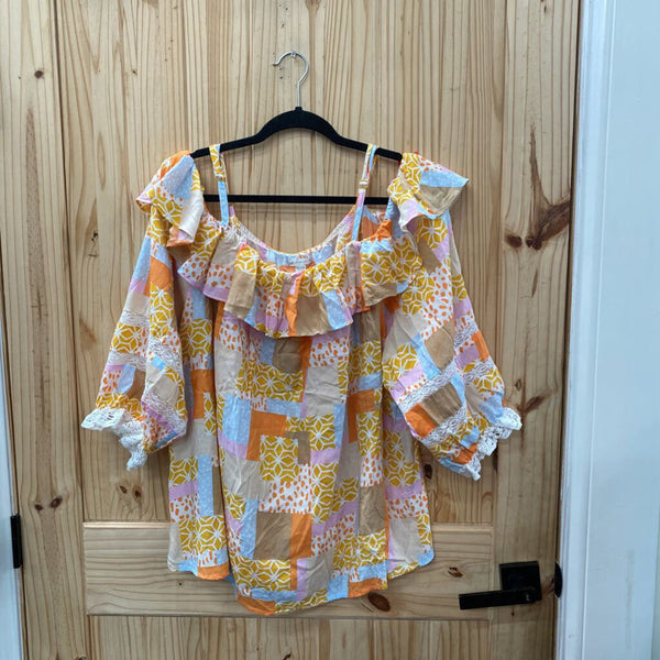 WOMENS CATO SL TOP ORANGE/TAUPE/IVORY 18/20