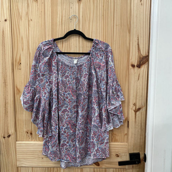 WOMENS CATO CASUAL TOP PAISLEY DESIGN MULTI COLOR 14/16