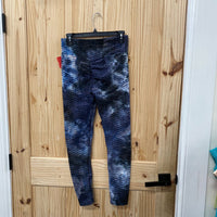 WOMENS NO BOUNDARIES RUCHED LEGGINGS BLUE/WHITE/BLK TYE DYE M
