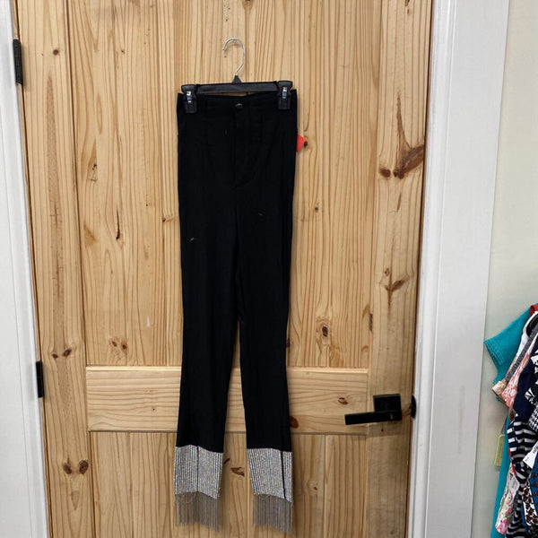 WOMENS FASHION NOVA BLK/SILVER RHINSTONES PANTS XS NWT