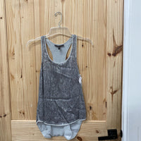 WOMENS BCBG SILVER SEQUIN SL CASUAL TOP XS