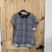 WOMENS AUW BLK/WHITE HOUNDS TOOTH CASUAL TOP XL