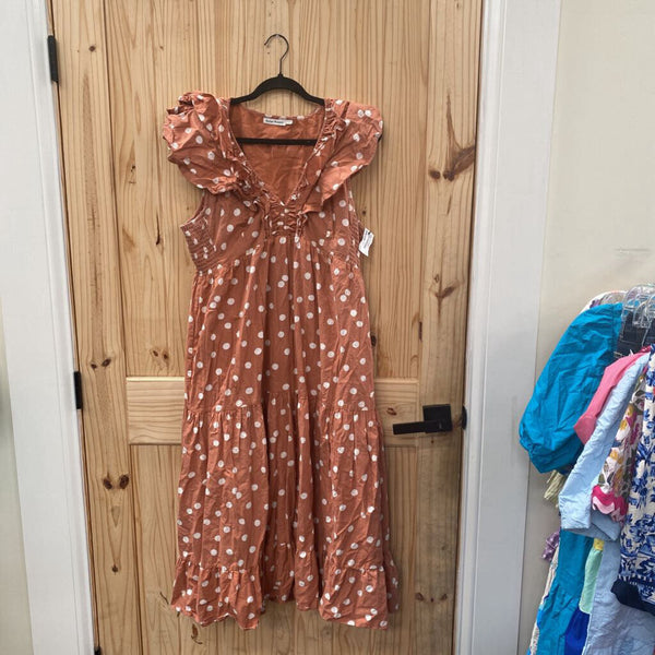 WOMENS ROLLER RABBIT RUST SL DRESS W/WHITE DOTS L