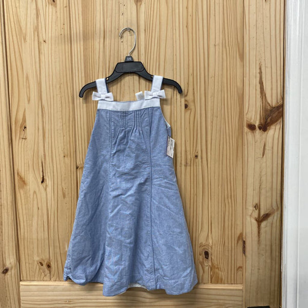 GIRLS JANIE & JACK LINEN/WHITE SL DRESS 4