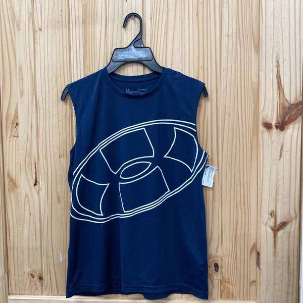 BOYS UNDER ARMOUR TANK NAVY BLUE/WHITE YLG 12