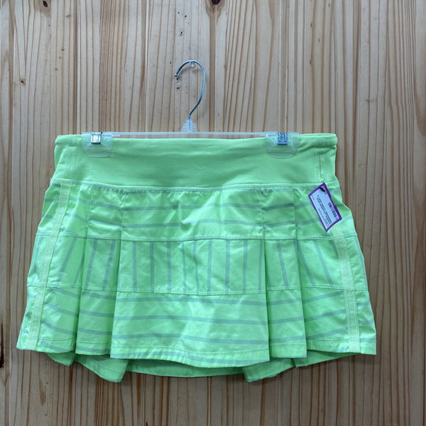 WOMENS LULULEMON NEON GREEN/GREY STRIPE SKIRT 8